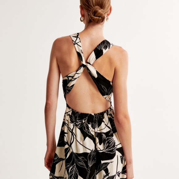 NWT Abercrombie & Fitch Linen Blend Wrap Mini Dress - Picture 4 of 5